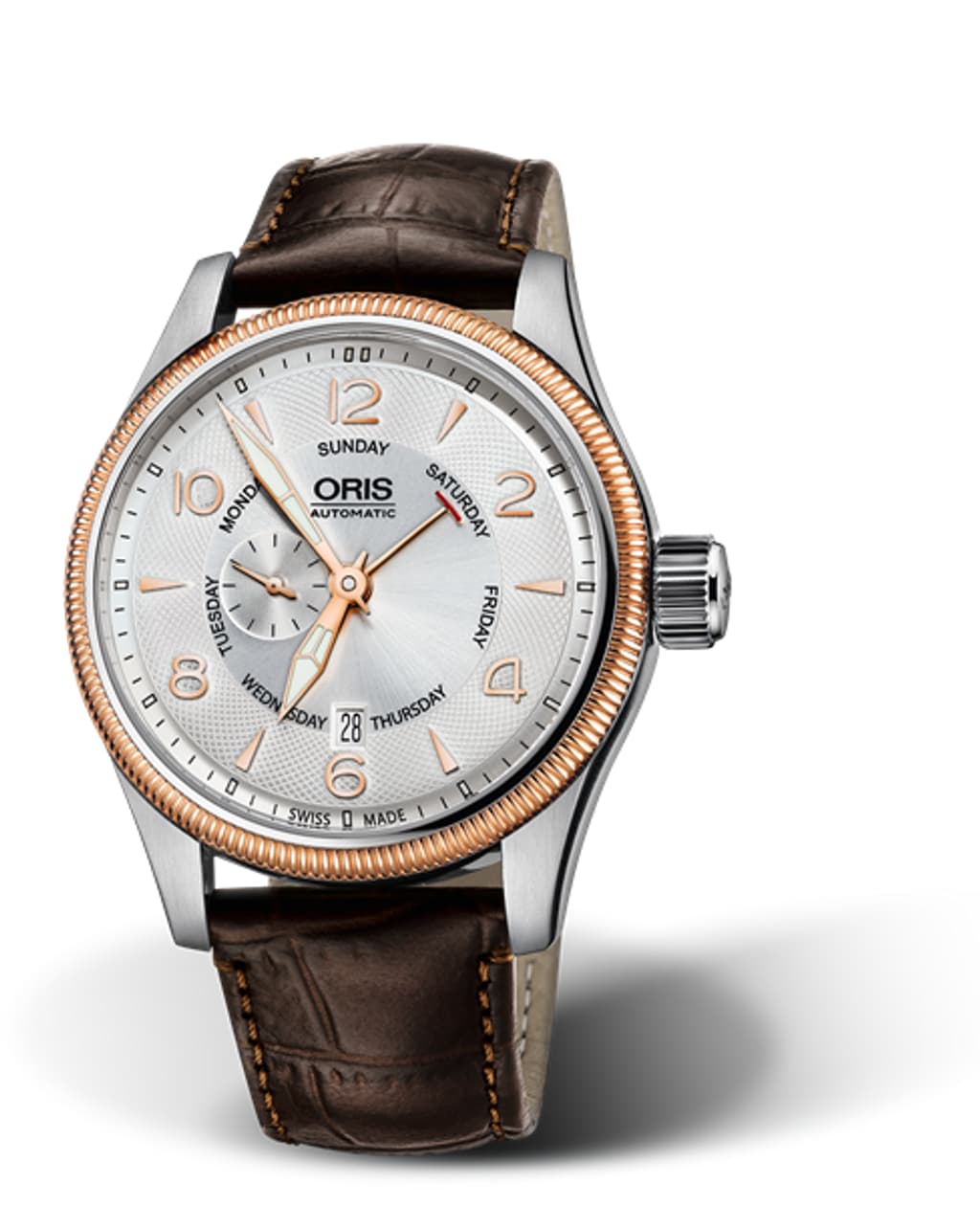 Oris big crown small second pointer date clearance